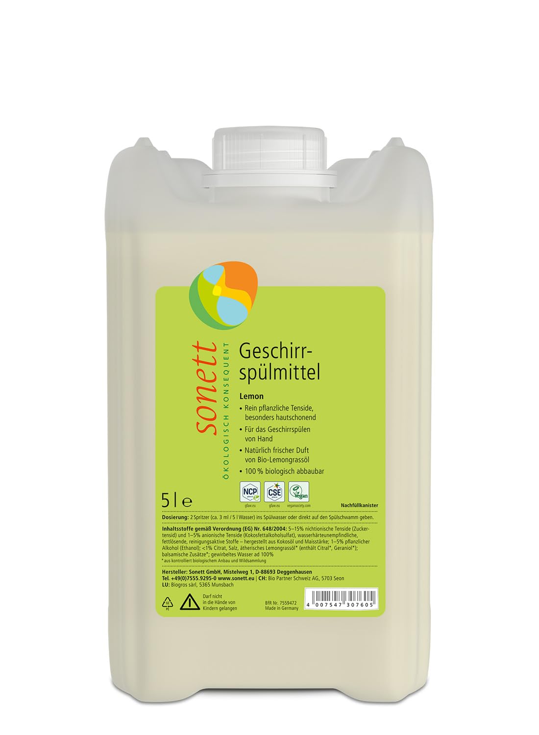 Sonett Geschirrspülmittel Lemon, 5 Liter