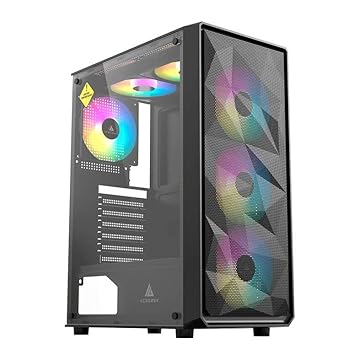 GABINETE GAMER ACEGEEK DIAMOND R339, RAINBOW, MID-TOWER, LATERAL DE VIDRO, COM 4 FANS, PRETO, AG-DIAMOND-R339-BK-I4F