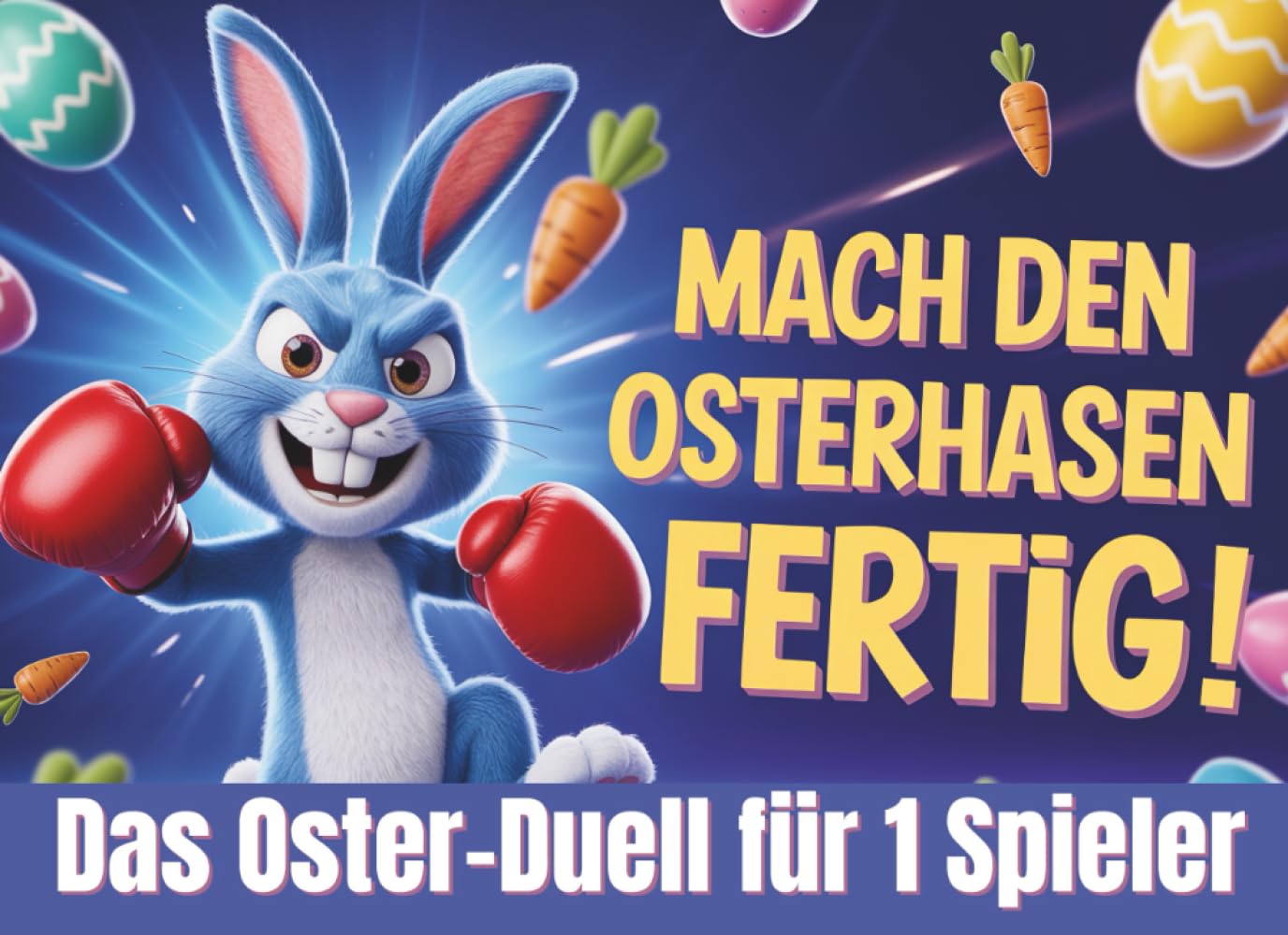 Mach den Osterhasen fertig! Das Oster-Duell für 1 Spieler: Rätsel knacken, Challenges meistern und den Hasen besiegen | Duellbuch & Spiel für eine Person - tolles Ostergeschenk zum Lachen & Knobeln