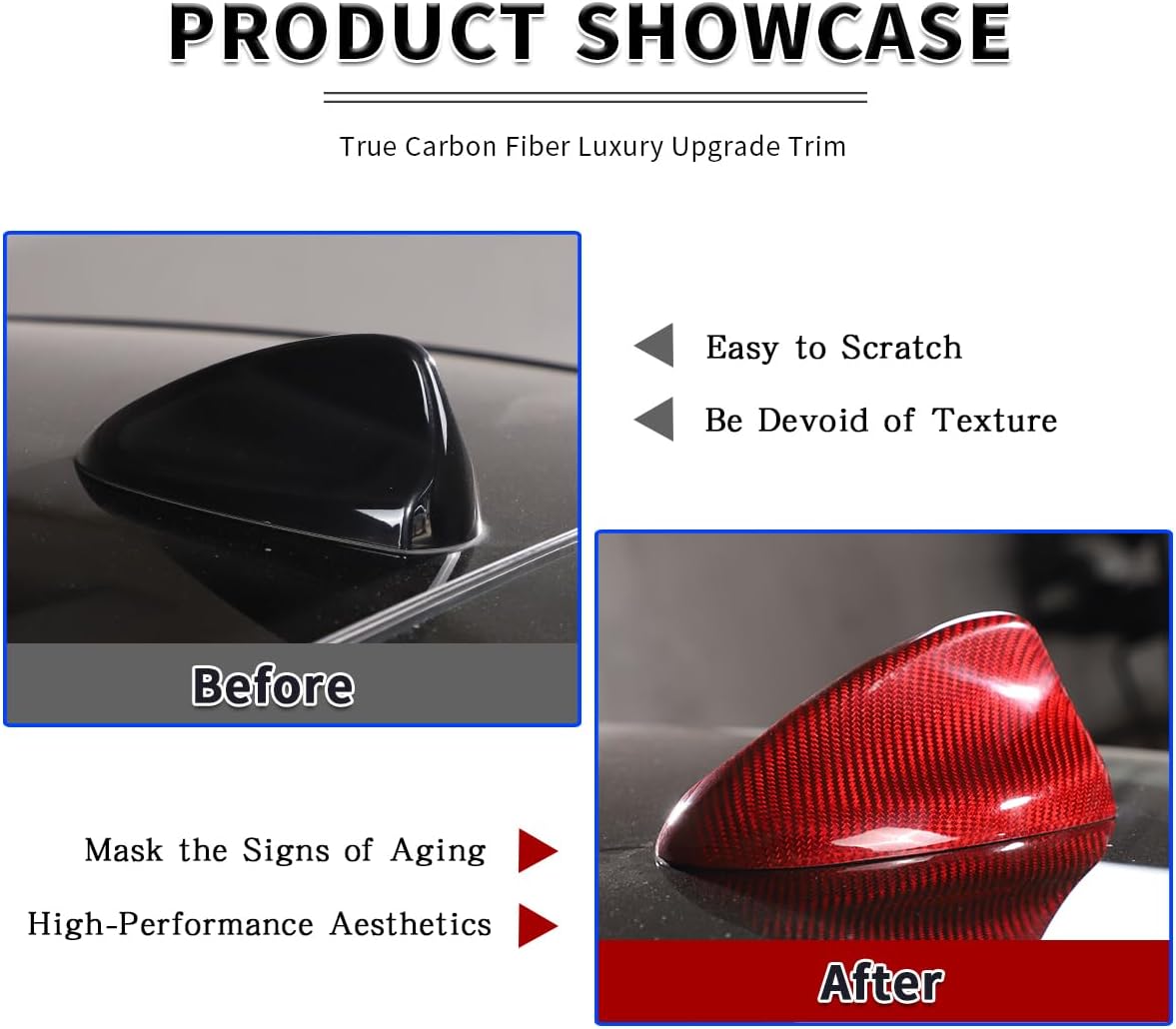 Fit for 2020-2025 Alfa Romeo Giulia/Stelvio/Tonale Car Roof Shark Fin Antenna Radio Signal Base Decoration Cover,Real Carbon Fiber Trim,Auto Exterior Accessories (Red Carbon Fiber)