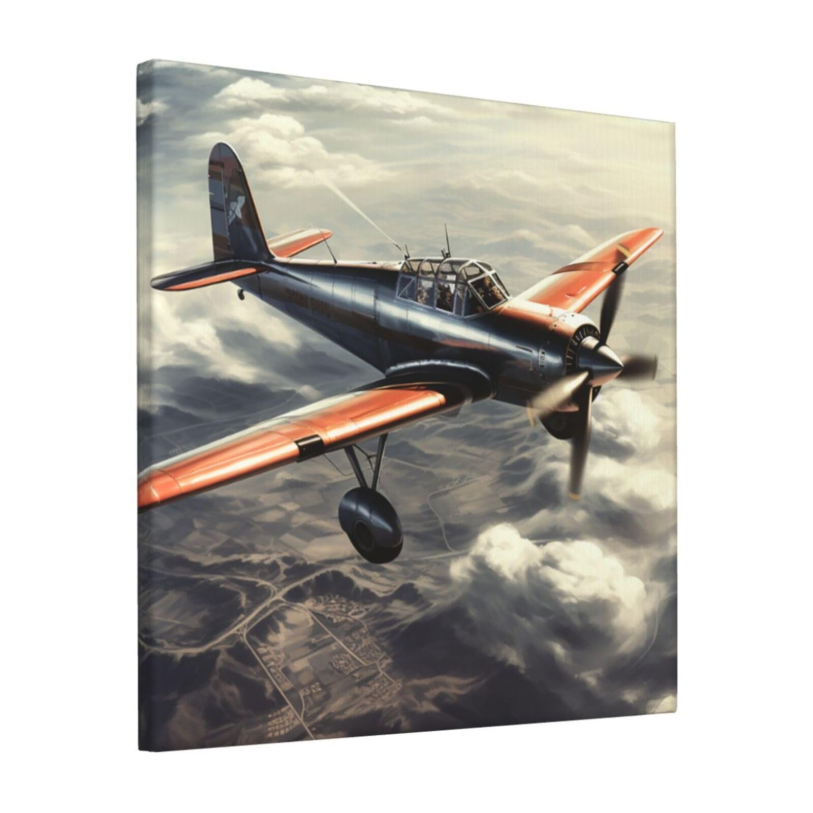 FodPand Retro airplane Canvas Wall Art for Living Room Wall Decor 12"x12" Modern Artwork Painting Pictures Hanging Canvas Prints Aesthetic Wall Art for Bedroom Bathroom Office Wallart Decor