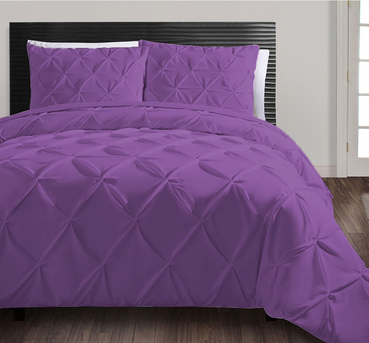 Funda edredón algodón egipcio Super King morada, renueva tu habitación este invierno