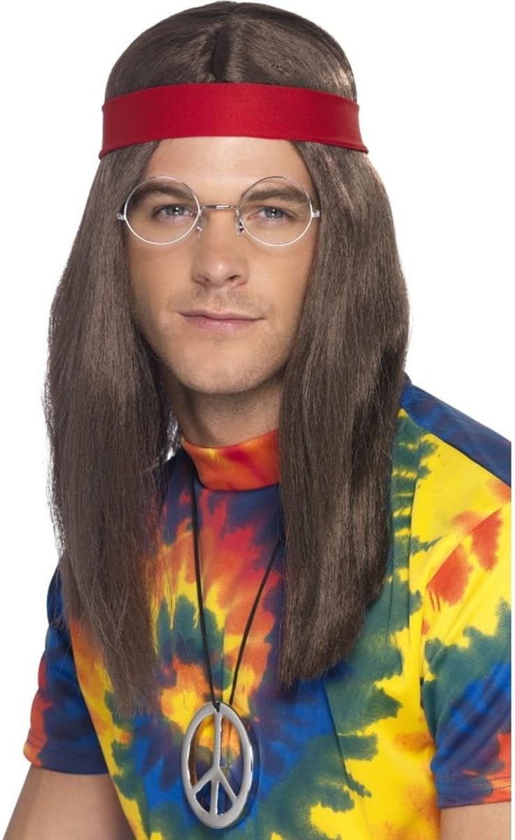 SmiffysSmiffy's Men's Hippy Man Kit Wig Specs Peace Sign Medallion and Headband