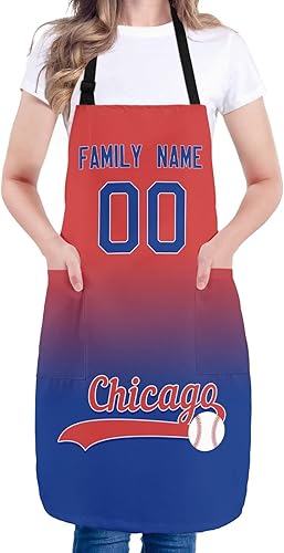 Delantal de cocina de béisbol personalizado impermeable para mujeres y hombres, añade nombre y número, delantal de cocina para chef