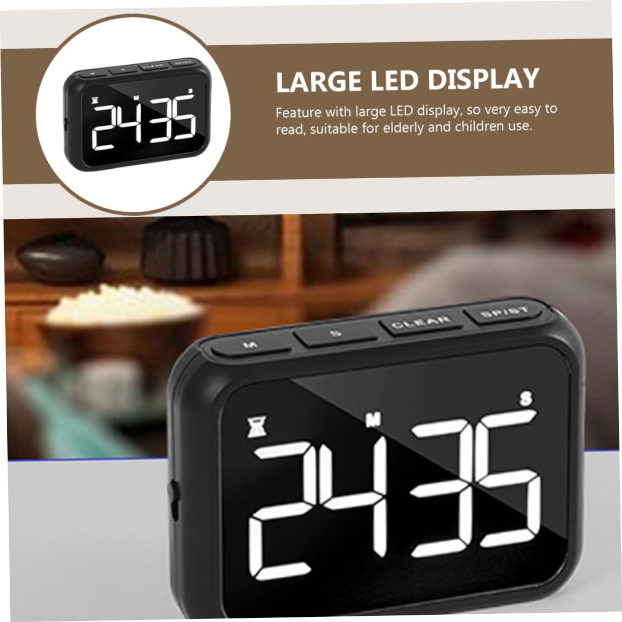 ABOOFAN 2 Piezas Temporizador Digital de Cocina con Pantalla LED Cocción y Repostería Compacto y Ligero Soporte de Incluido Función Cronómetro