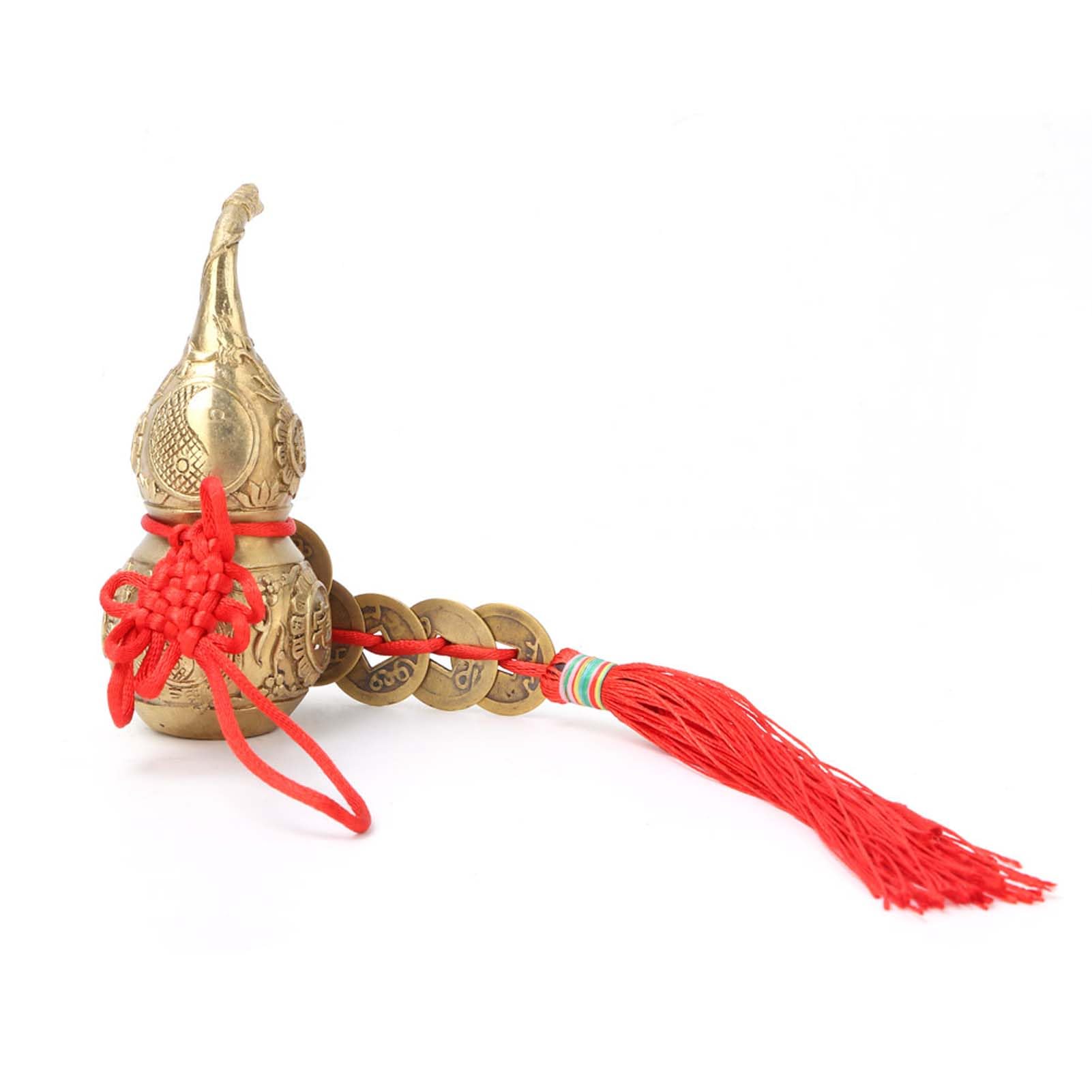 Hilitand Gold Brass Good Luck Wu Lou, Gourd Feng Shui Luck And Treasure For Housewarming Gifts Home Decoration