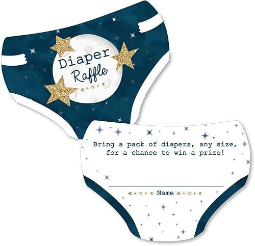 Big Dot of Happiness Twinkle Twinkle Little Star - Insertos para rifas en forma de pañal - Actividades de baby shower - Juego de rifas de pañales -