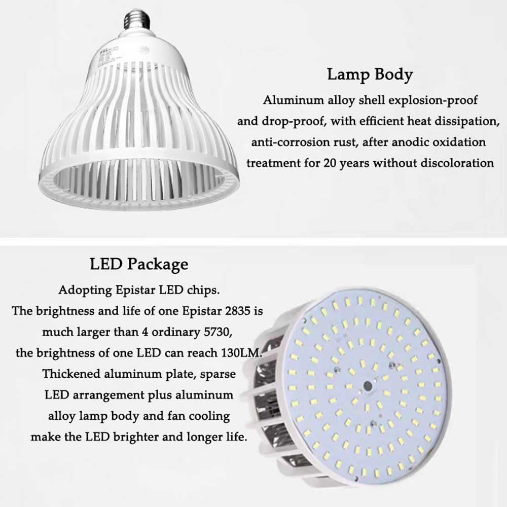 Bombilla Led E27 de 62 W de Alta Potencia, Luz Blanca de 5700 K, 6200 Lúmenes, Bombilla Led de Bajo Consumo de 62 W, ​​Base E27, Clasificación de Accesorio Cerrado, Lámparas/150W