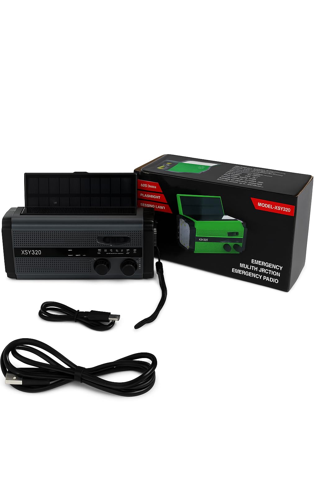 Radio a manovella di emergenza 5000 mAh 18500 mWh AM FM portatile con pannelli solari SOS torcia
