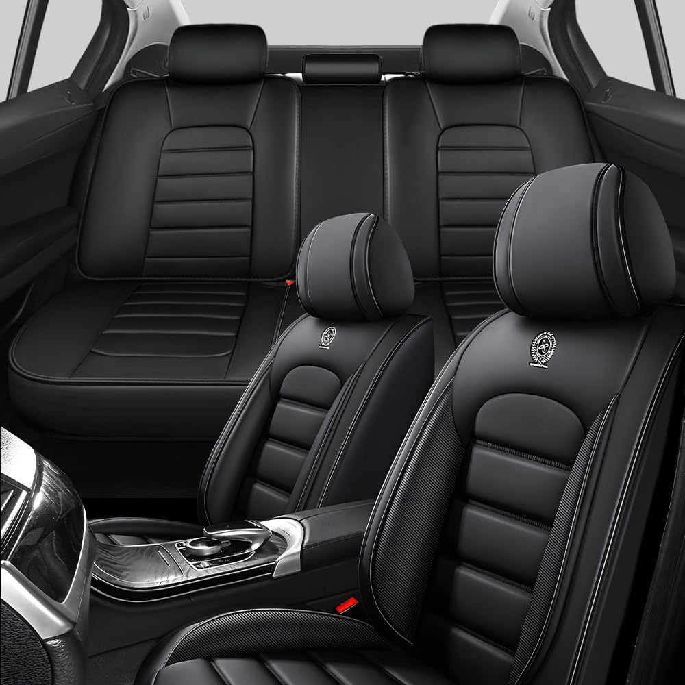 CVQAZ for Car Trucks Seat Covers for Ford F-150 2009-2024 Durable Leather Seat Cover Pick-up Truck Seat Covers All Weather Auto Seat Protector(5 Seats