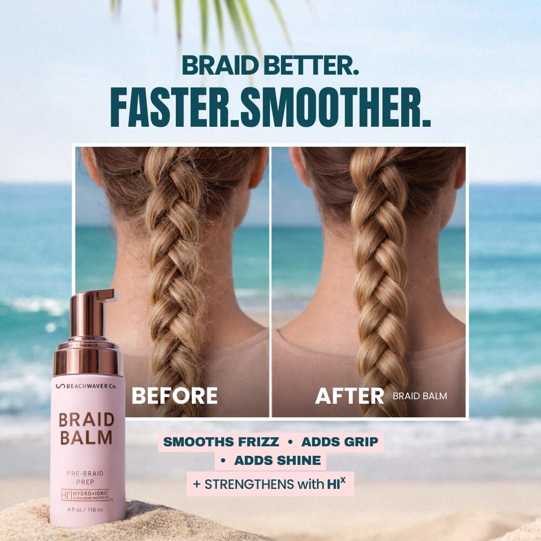 The Beachwaver Co. Braid Balm Pre-Braid Prep Foam, 4 Fl Oz