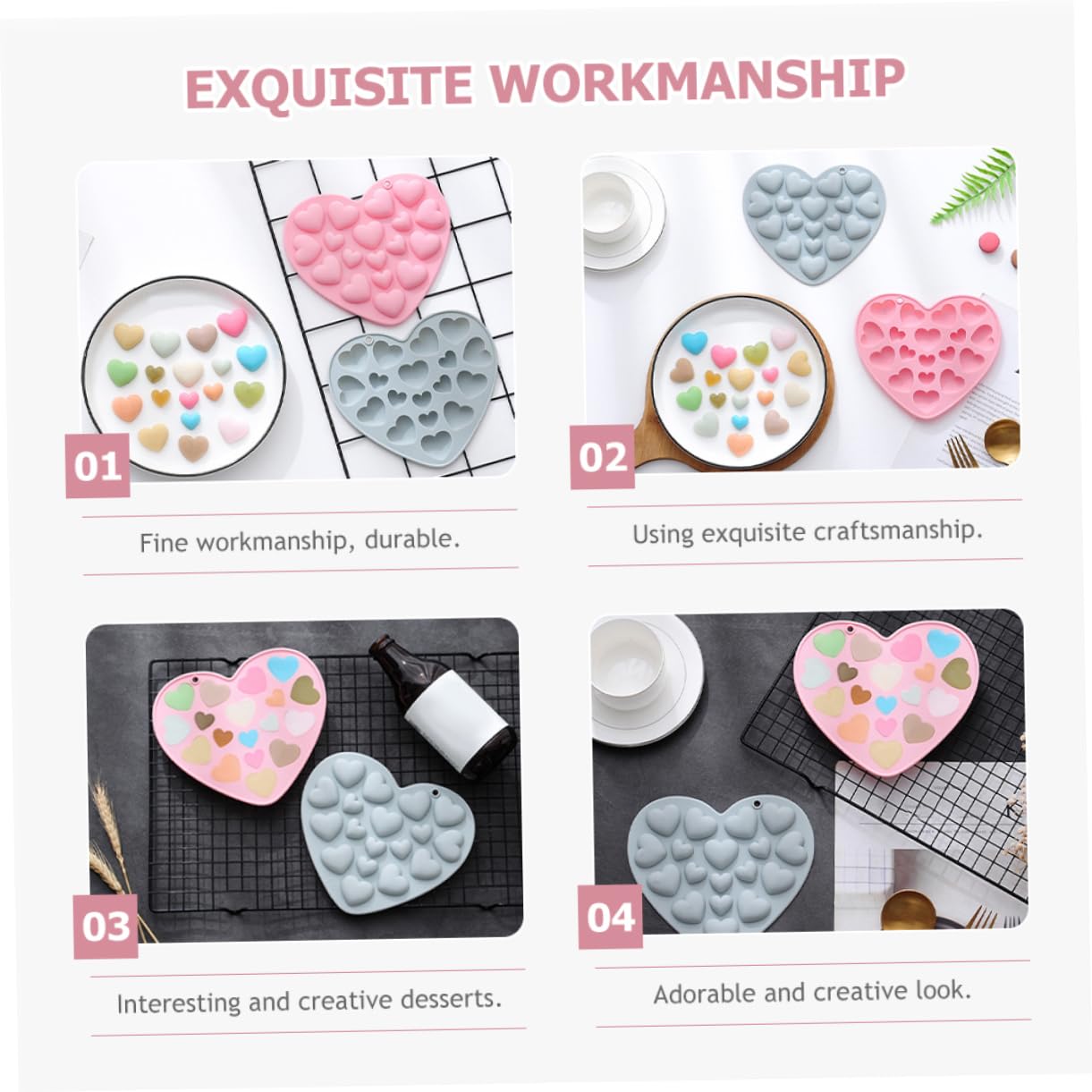 IMIKEYA 4 set di stampi antiaderenti per cuocere strumenti per mousse decorazione di biscotti cubetti di ghiaccio dolci cioccolatini decorazione di dolci decorazioni da 2 pezzi x 4
