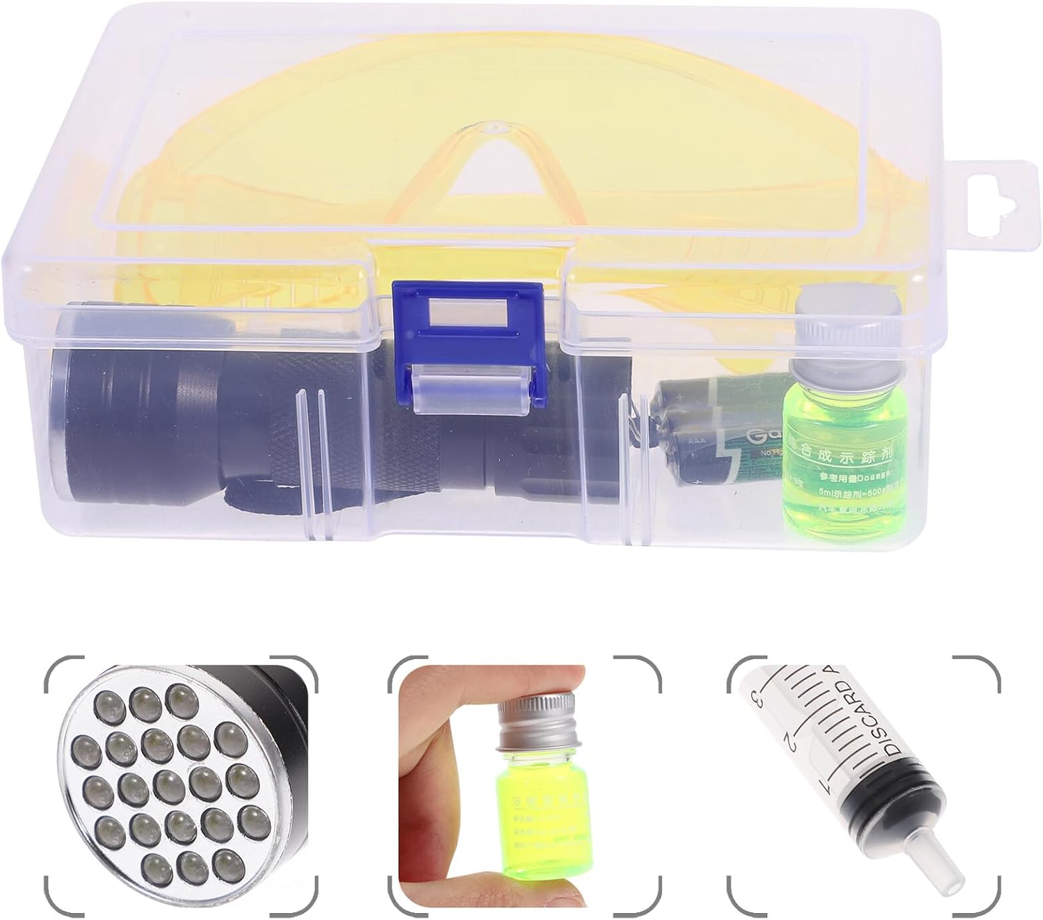 SHINEOFI Car Leak Test Set UV Flashlight Kit Air Conditioner Leak Detection Tool and Automotive Repair