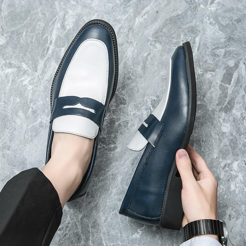 Shoes Men's British Slip-on Loafers Fashionable Patchwork Pointed Toe Oxford Shoes Men Business Casual Shoes for Wedding Party Work