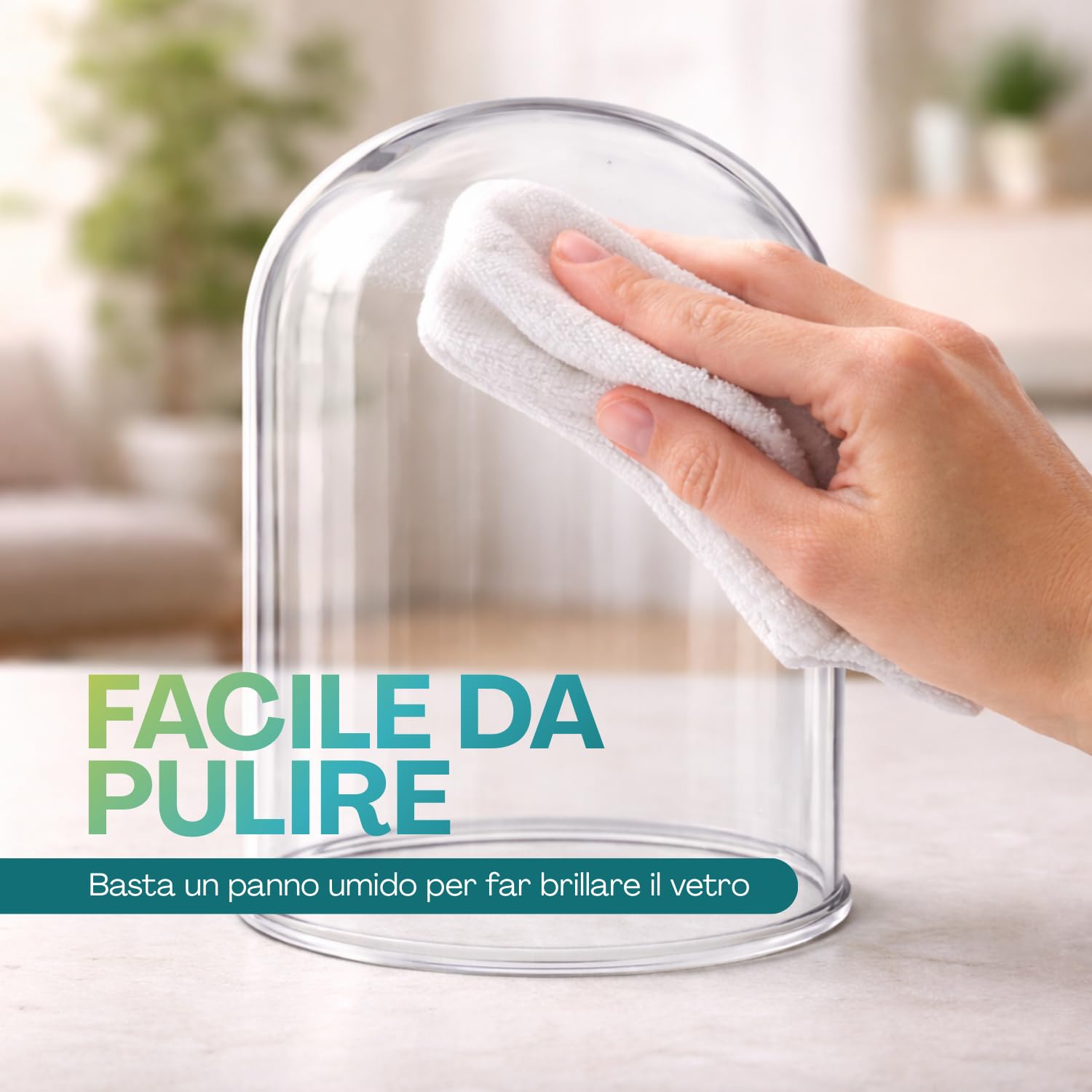 PALUPLUS Campana in Vetro con Base in Legno, Teca in Vetro Trasparente, Espositore per oggetti, composizioni floreali e luci, oggetto decorativo per la tua casa -953M -2,1 (17x25 cm)