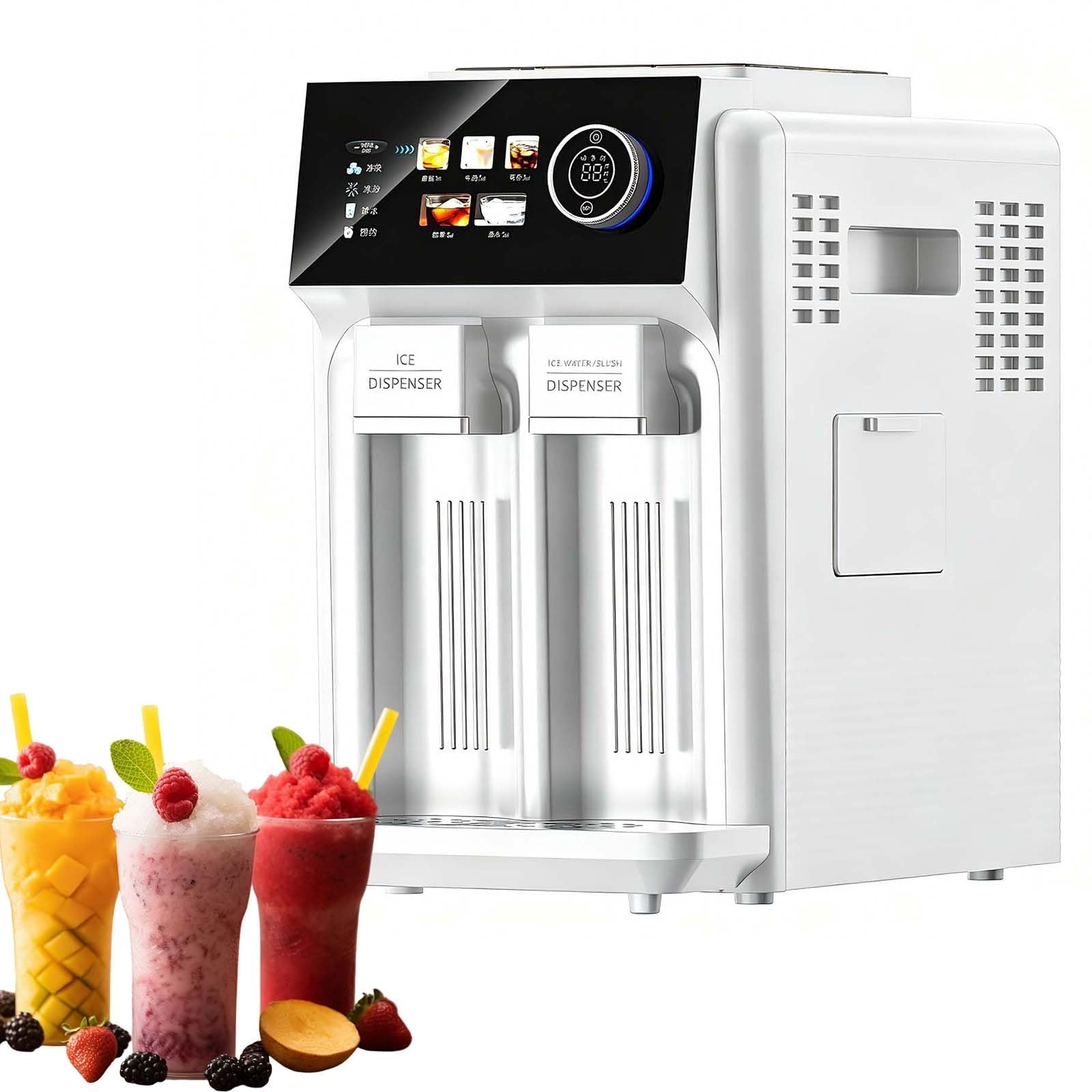 Máquina De Hielo De Gran Capacidad, Máquina De Hielo Profesional 3 En 1, 5 Modos De Dispensación, Producción Diaria De 15 Kg, Funcionamiento Silencioso De 48 Db, Fiesta(White,Knob)