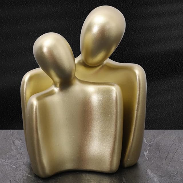 PIGPIGFLY Couple Hugging Statue, Decorative Figures, Living Room, Home Store Decoration, Modern Abstract Art Sculptures Decoration, Office Decorations, Polyresin, Gift (Gold)