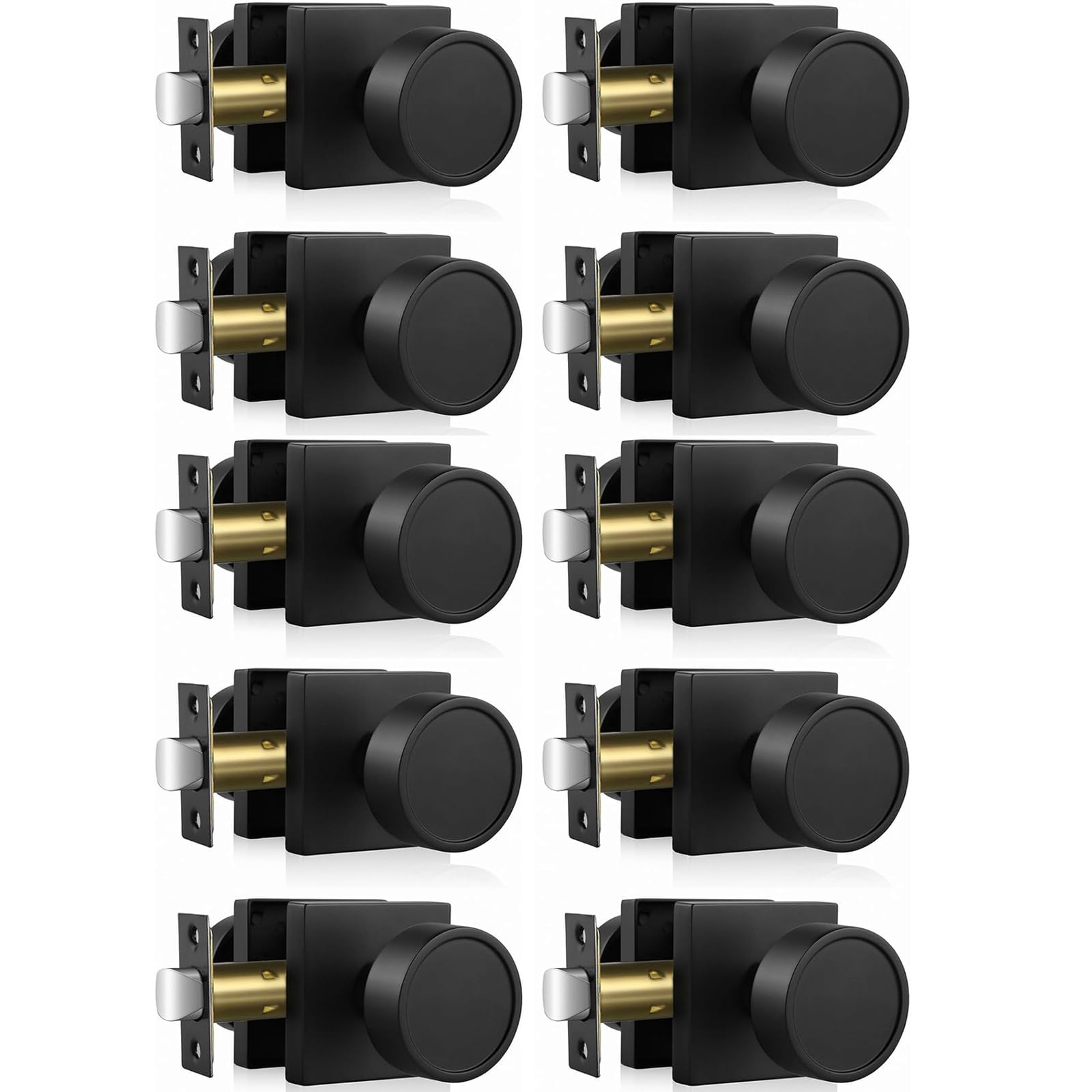 Haidms Black Passage Door Knobs Interior Heavy Duty Zinc-Alloy (10 Pack)