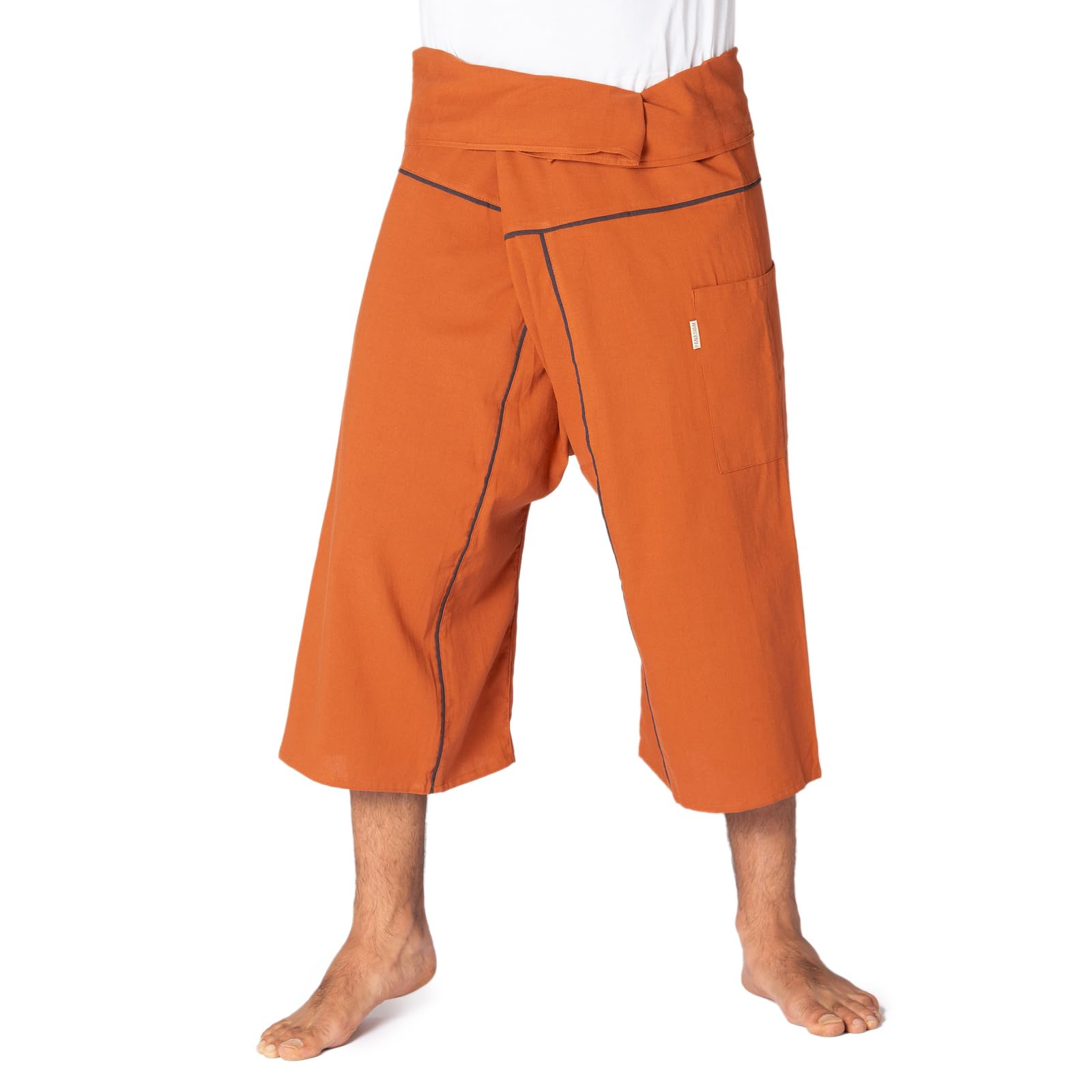 PANASIAM Fisherman Pants Stripe-Design 3/4, Brown, L