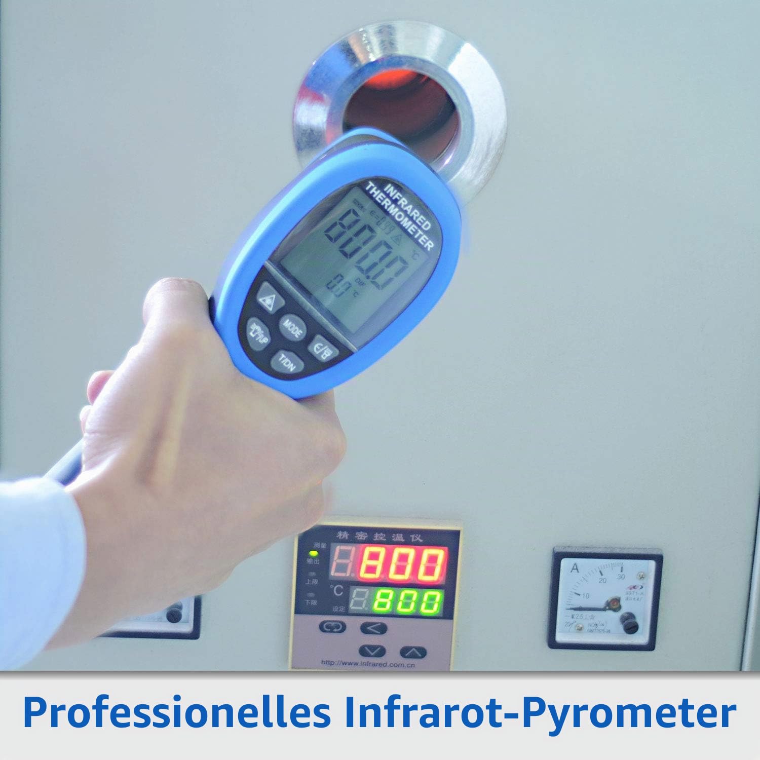 Infrarot Thermometer 1500 Grad BT-1500 Digital IR-Temperaturmessgerät -58℉ ~ 2732℉ (-50℃ ~ 1500℃) Hochtemperatur Infrarot Laser Thermometer für Kochen Industrie HVAC Ofen Schmiede（Batterie Enthalten）