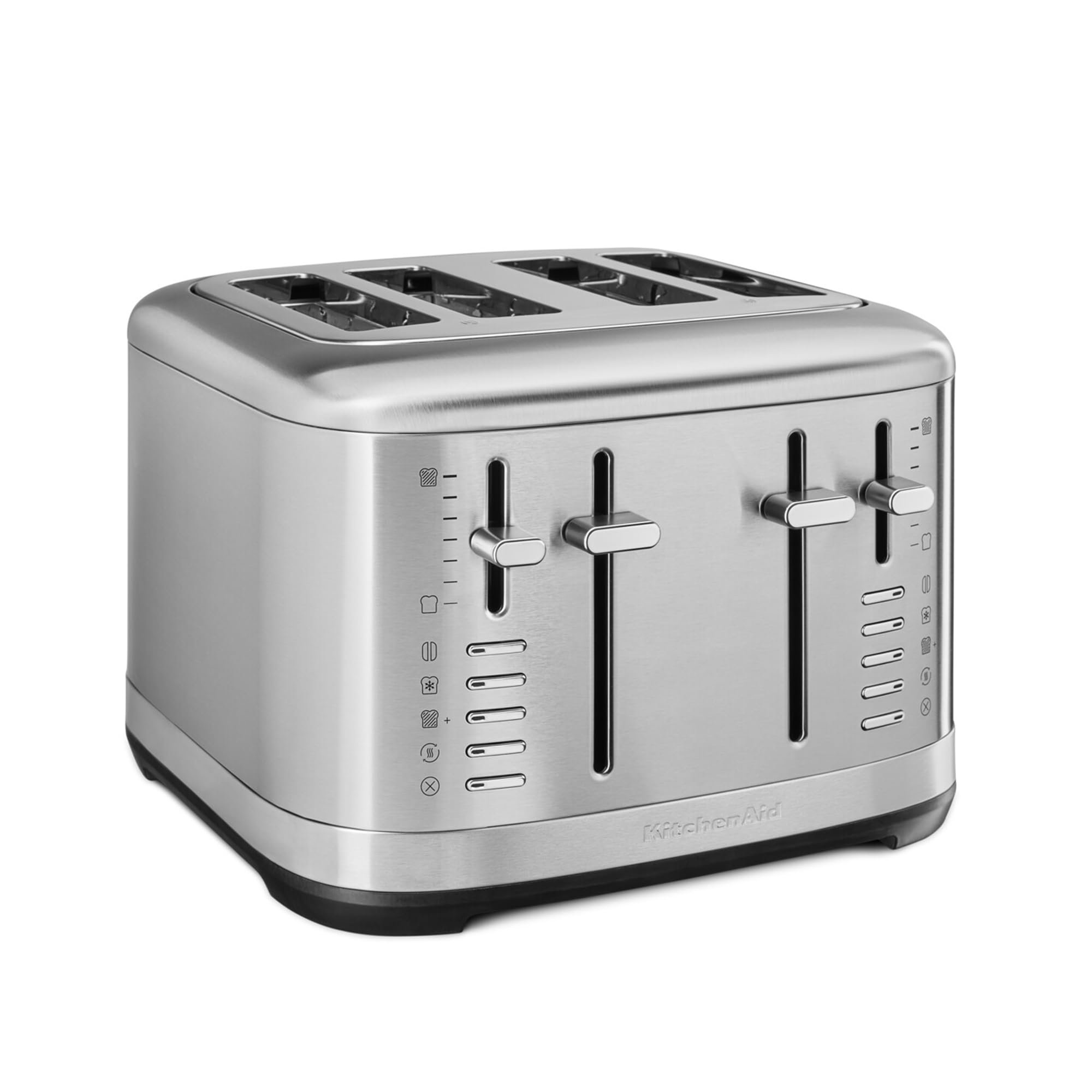 KitchenAid 5KMT4109ESX toster na 4 kromki, obsługa ręczna, 7 poziomów opiekania, bardzo szerokie szczeliny (3,2 cm), w całości metalowa obudowa, funkcja rozmrażania, bajgla i podgrzewania, 1960 W