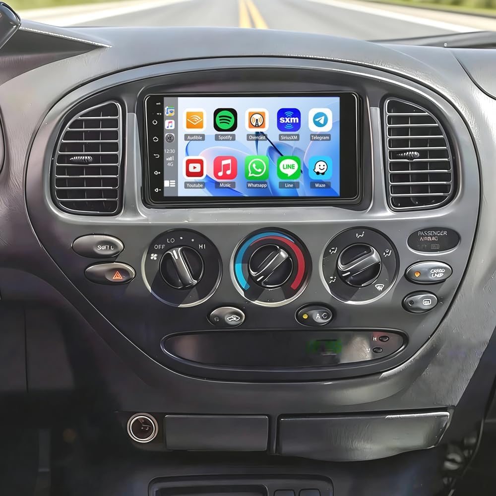 7" Touchscreen Car Stereo Radio for Toyota 4Runner 2003-2009,for Tundra 2003-2006,for Sequoia 2003-2007 with Carplay Android Auto,Double Din,WiFi GPS Bluetooth FM/RDS SWC AHD Backup Camera,4G+64G