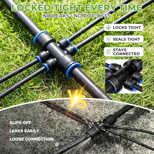 Image of HIRALIY 50FT Drip Irrigation System Kit, Quick-Connect Garden Watering System with 10FT Main Hose and 40FT 1 /4 inch Tubing, Adjustable Drippers for Patio Pots, Container Gardens & Small Raised Beds