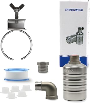 HXH 1 Pack NPT Water Float Valve Kit, 1/2" to 3/4 Auto Shut off Water Level Control Float Valve, 304 Stainless Steel Fully Automatic water shut off valve for Pool, Livestock Troughs.