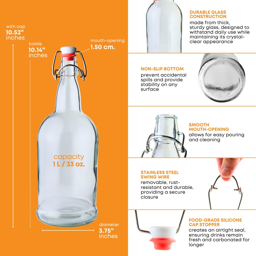 Amazon.com: FastRack Swing Top Glass Bottles |33 oz – Pack