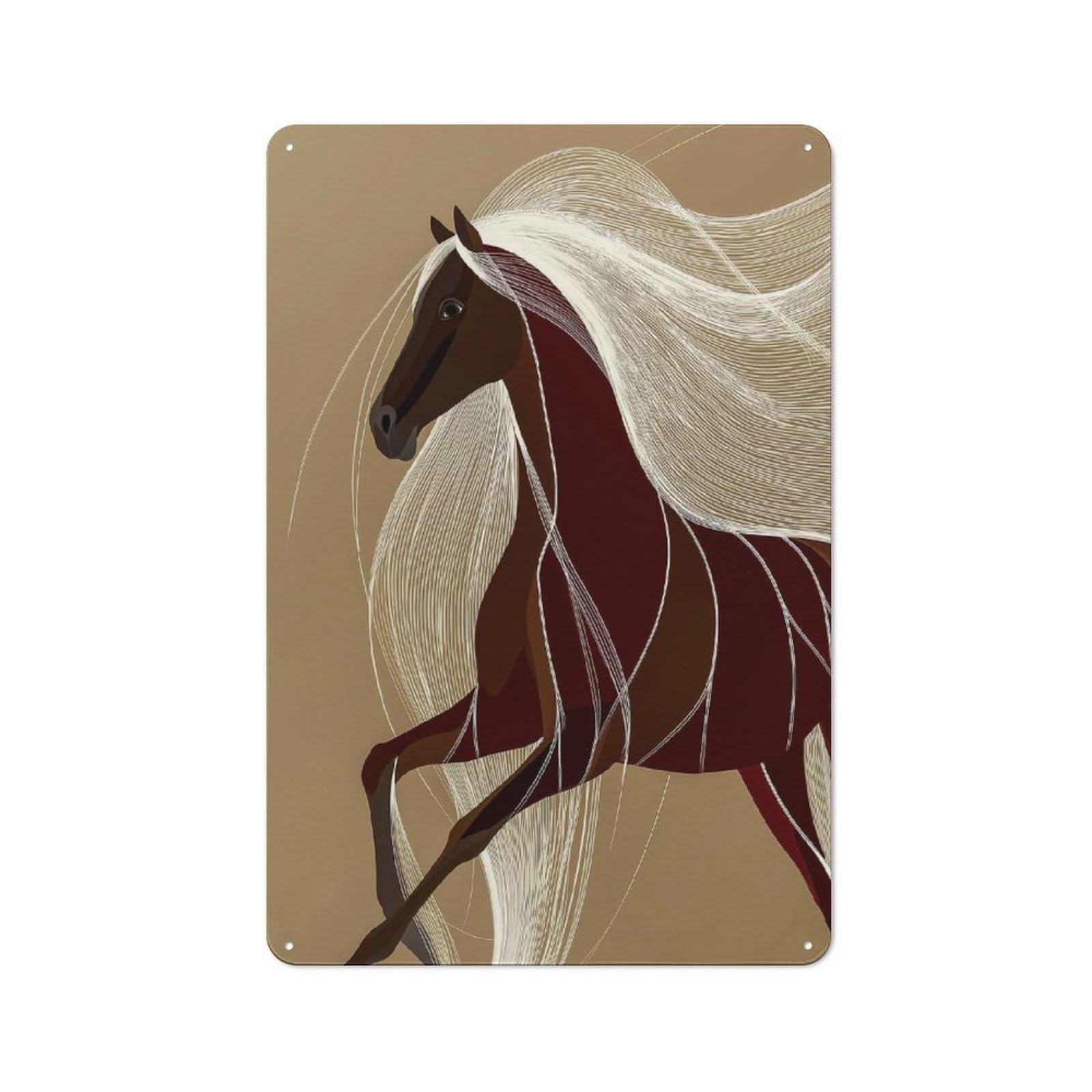 Junmoney Style-19 Classic Kitchen Metal Sign 30X20cm Featuring Elegant Horse Illustration With Flowing Mane, Cafe Wall Decor For Restaurant, Kitchen, Counter Or Breakfast Nook