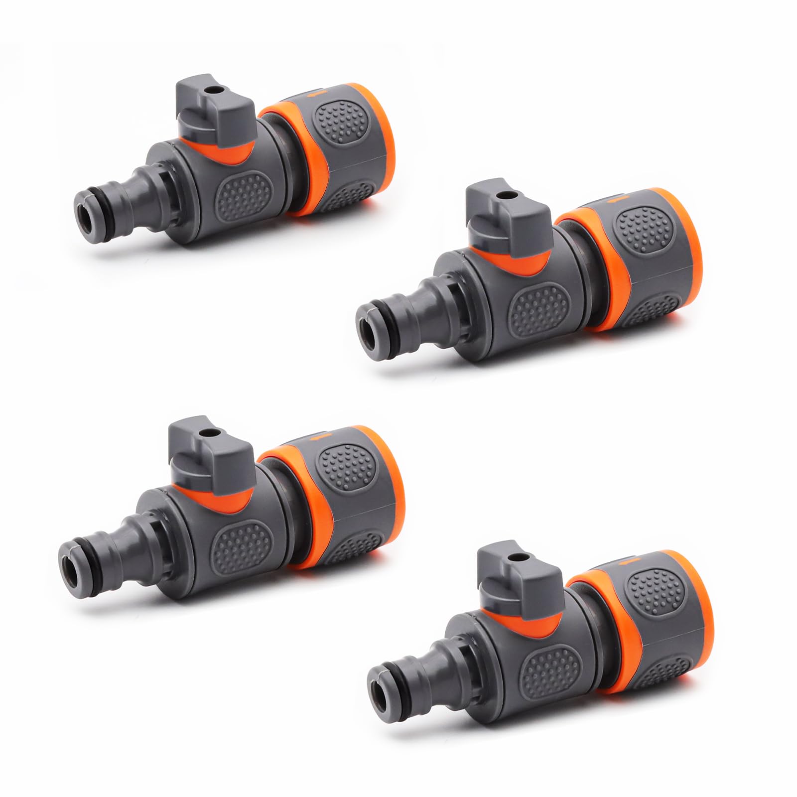 Schlauchkupplung mit Regulierventil, Gartenschlauchverbinder, 4er-Pack Schlauchverbinder mit Absperrventil, Wasserschlauch 1/2 Zoll für Kontinuierliche Regulierung und Absperrung des Wasserflusses