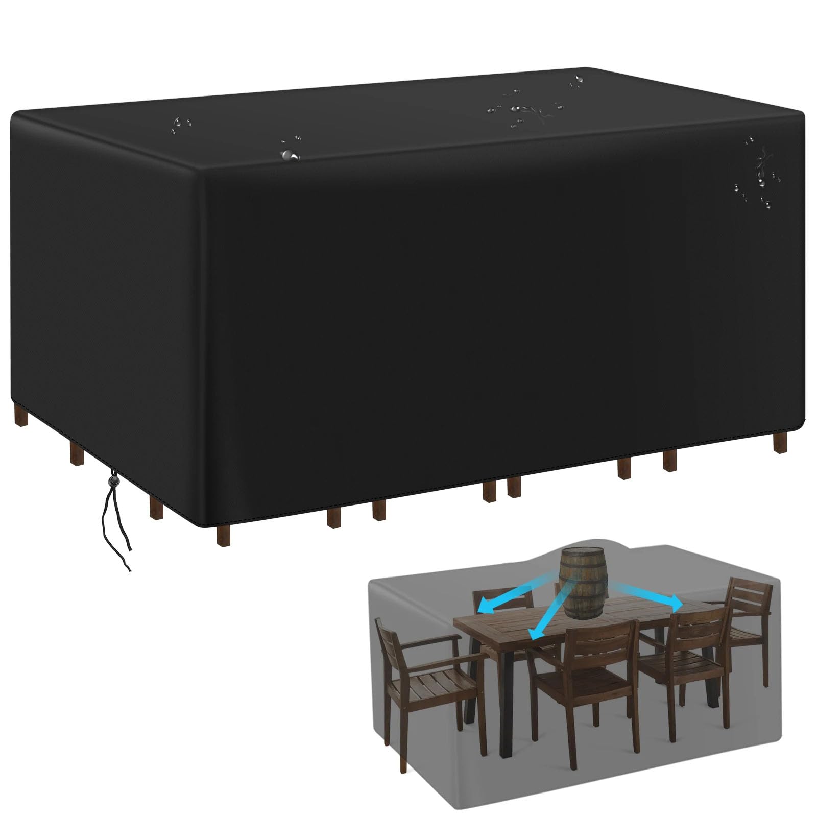 LCGOD Funda Para Muebles De Jardín Impermeable, Rectangular Funda Protectora Muebles Exterior