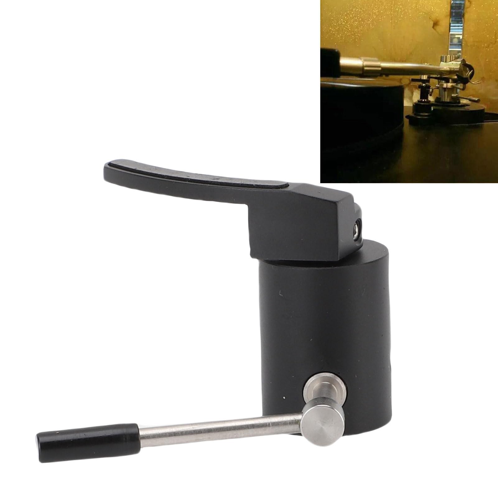 Ejoyous Elevador Manual del Brazo del Brazo Elevador de Seguridad de Aleación de Aluminio y Acero Inoxidable Hidráulico de 2,5 Mm para Tocadiscos Usuarios de Alta Fidelidad (Black)