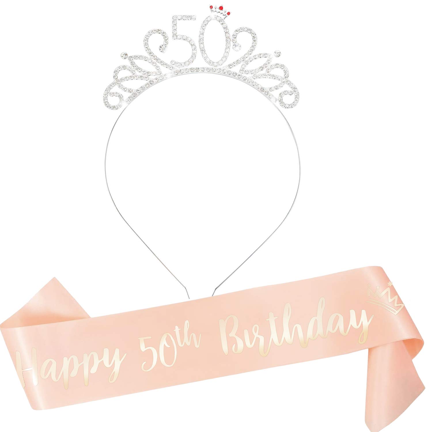 Rose Gold Happy Birthday Schärpe & Tiara Set – Strass-Krone & Schärpe Für Geburtstagspartys