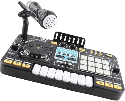 Luqeeg Battery Powered DJ Mixer, Electronic Music Controller Mixing System with 12 HD Interfaces, Compatible with Mobile Phone and Microphone, Ideal for Fun and Dynamic Karaoke