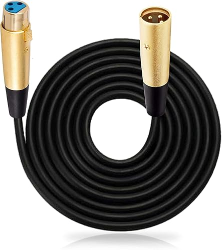 PYLE -PRO Cable de micrófono de audio de 15 pies, construcción XLR profesional portátil y tipo conector dorado, 15 pies (PPMCL15)