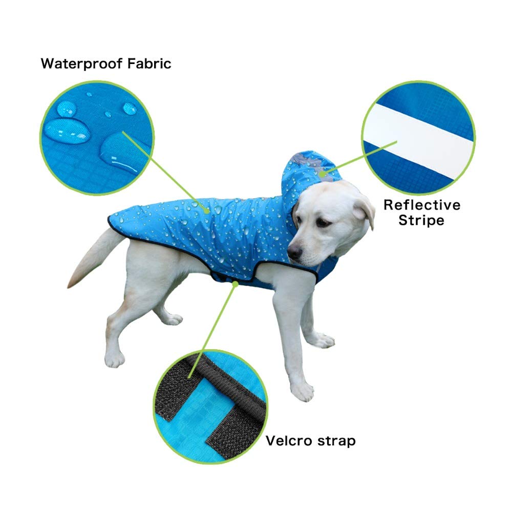 Impermeabile per Animali Domestici Abbigliamento per Animali Domestici Tessuto Impermeabile Riflettente di Sicurezza Abbigliamento per Cuccioli,Blu,XXL