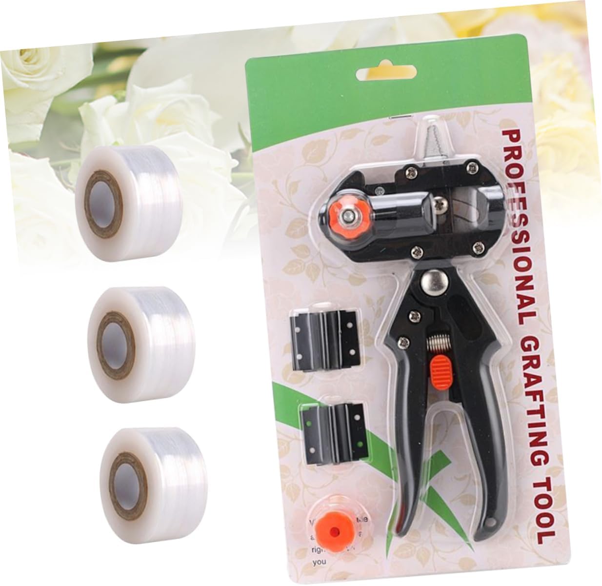 Kisangel 3pcs Grafting Shears Bud Cutter Multi-function Pruner with Blades of Grafting Tape for Fruit Trees and Plants Easy to Use Gardening Tool