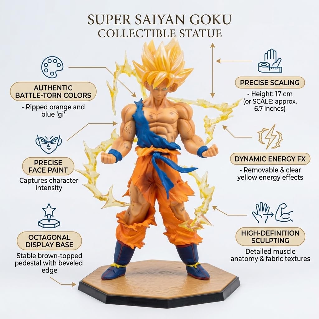 Anime Action Figure 17 cm Superhero Collectible Figure for Car Dashboard, Home Decoration & Gifting | Dragon Ball Z Style Character Statue for Anime Lovers (Goku VI) — Amazon image 2
