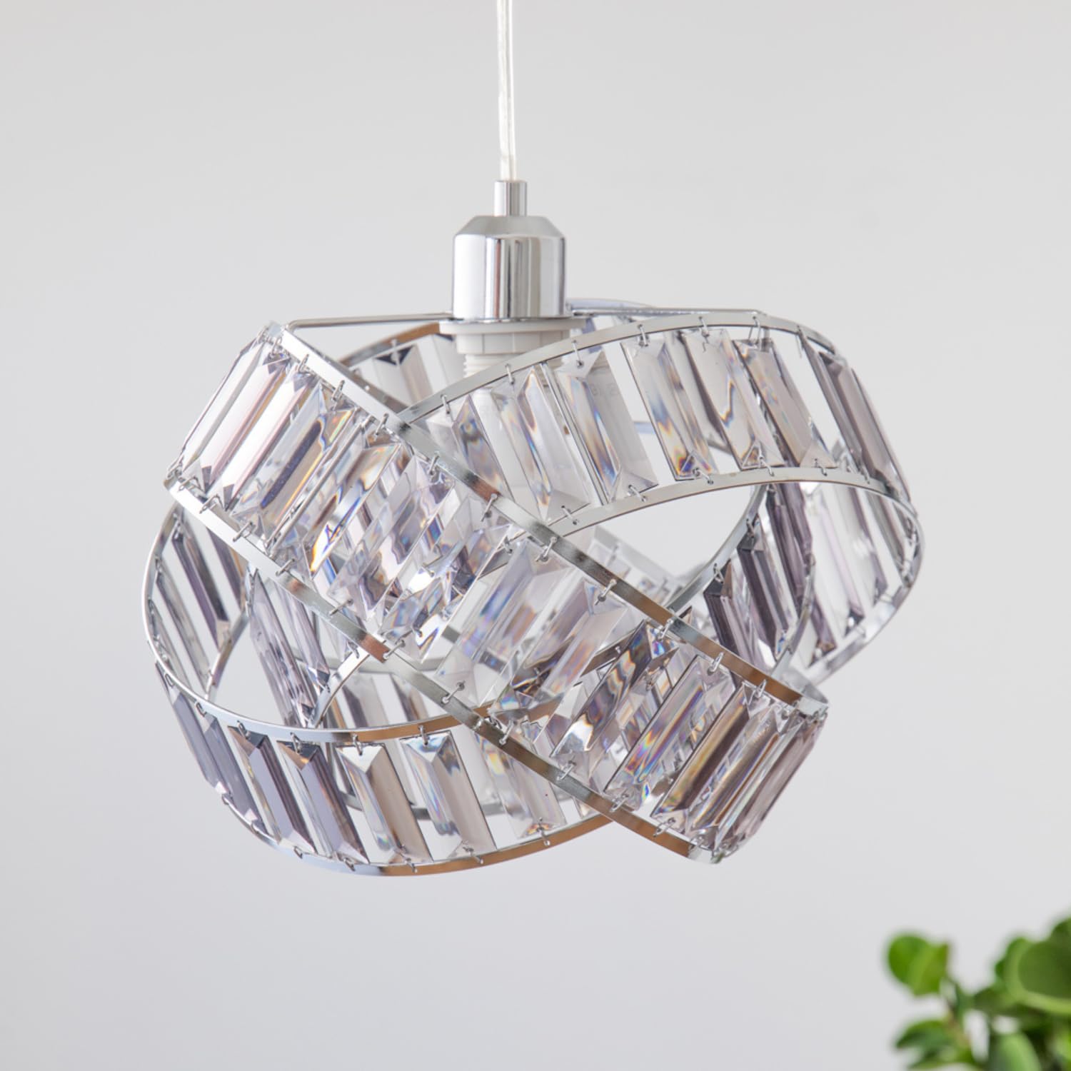 Crystal Lampshade 3-Tier Interlocking Lamp Shade Modern Pendant Light Fixture Crystal Effect Lampshade 31cm