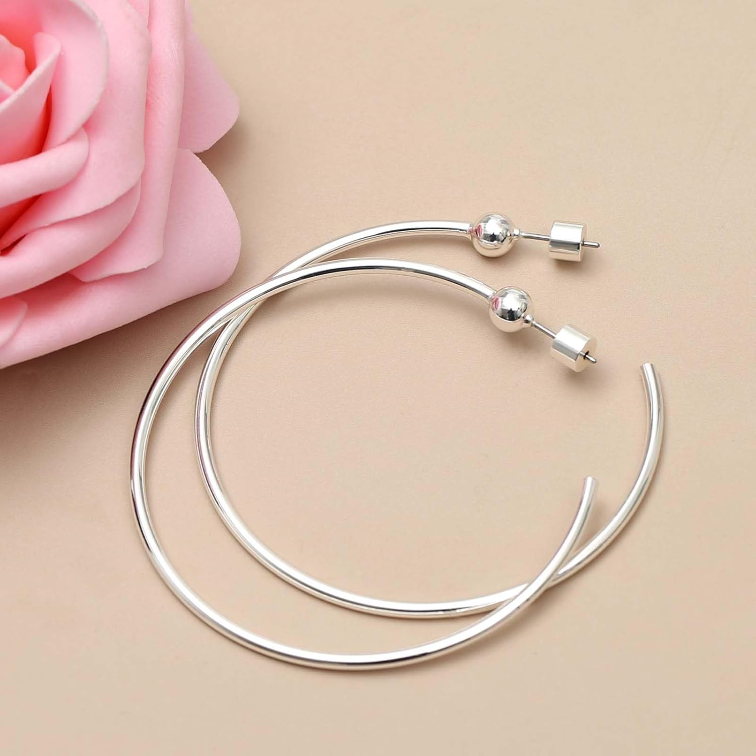 Large Gold Hoop Earrings for Women 14K Gold/Silver Plated Hypoallergenic Earrings 50mm/60mm/70mm Big Gold Hoops Earrings Jewelry Gift for Women - Image 8