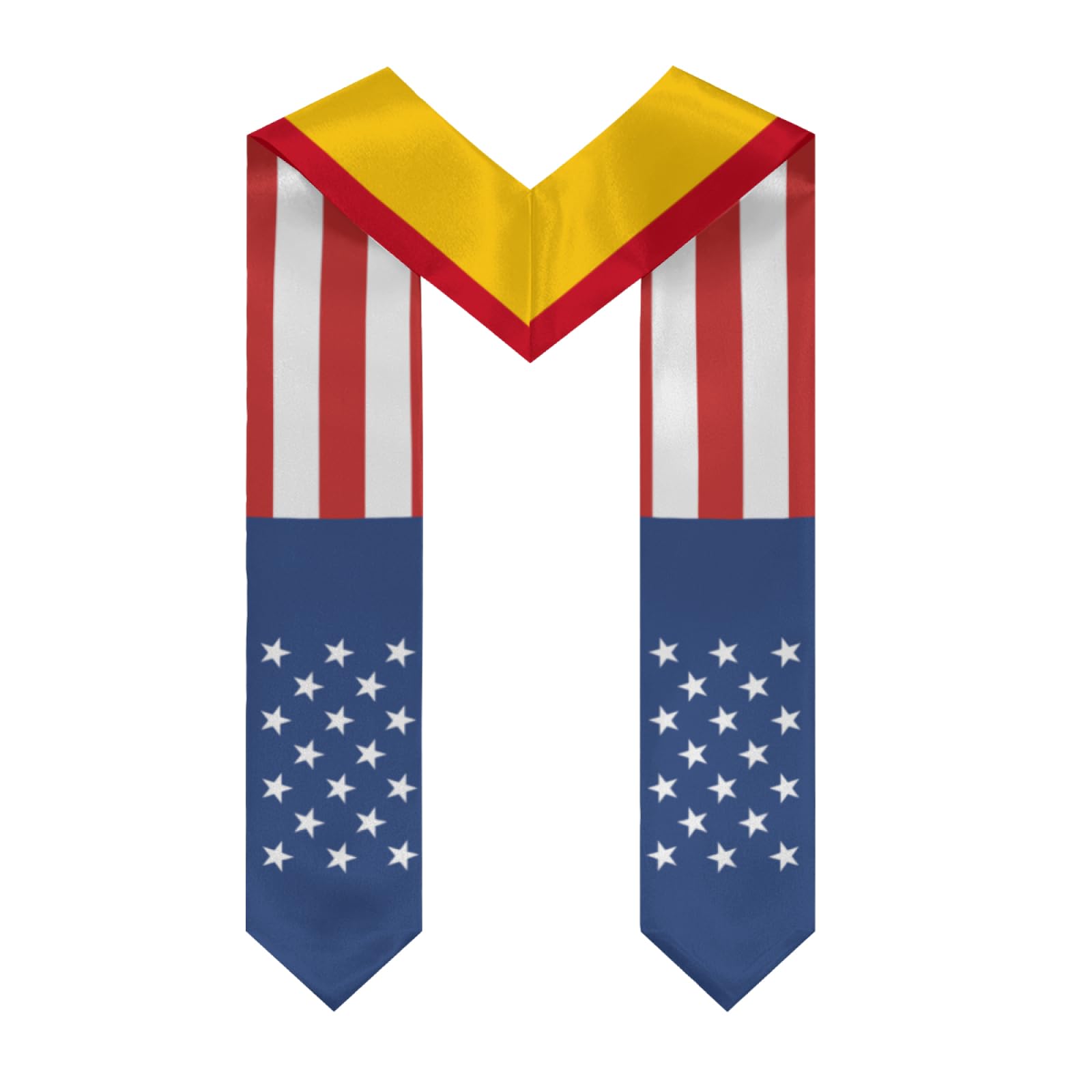 Spain Spanish Flag Graduation Stole Sash Shawl for Men Women Thickened V-Neck Scarf Double-sided for International Students Teachers Study Aboard Graduate Gift 72 inches Unisex