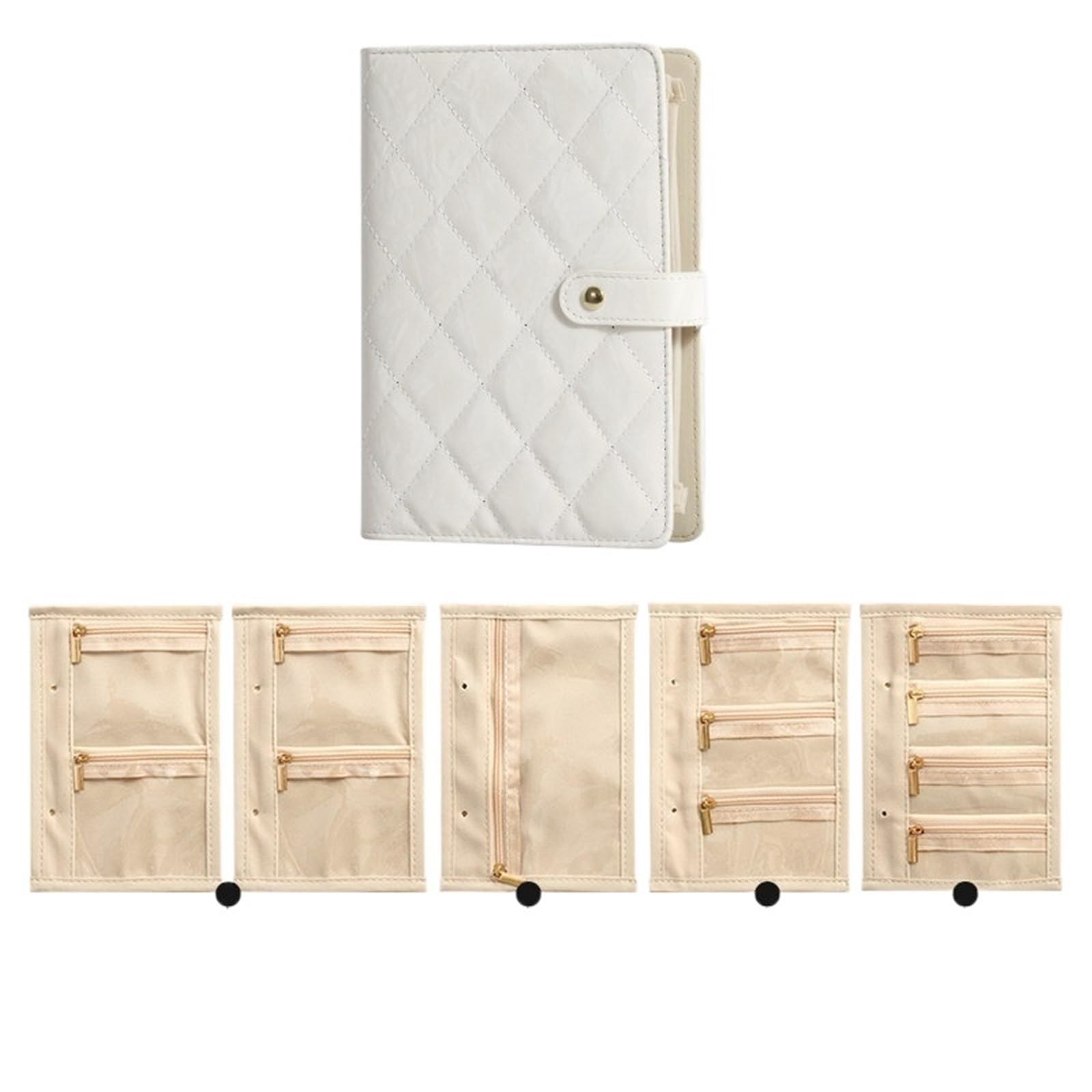 FDzkrtvm Transparent Jewelry Storage Book, Jewelry Storage Pouch Organizer Compartmented Earring Multicolor A5(White)