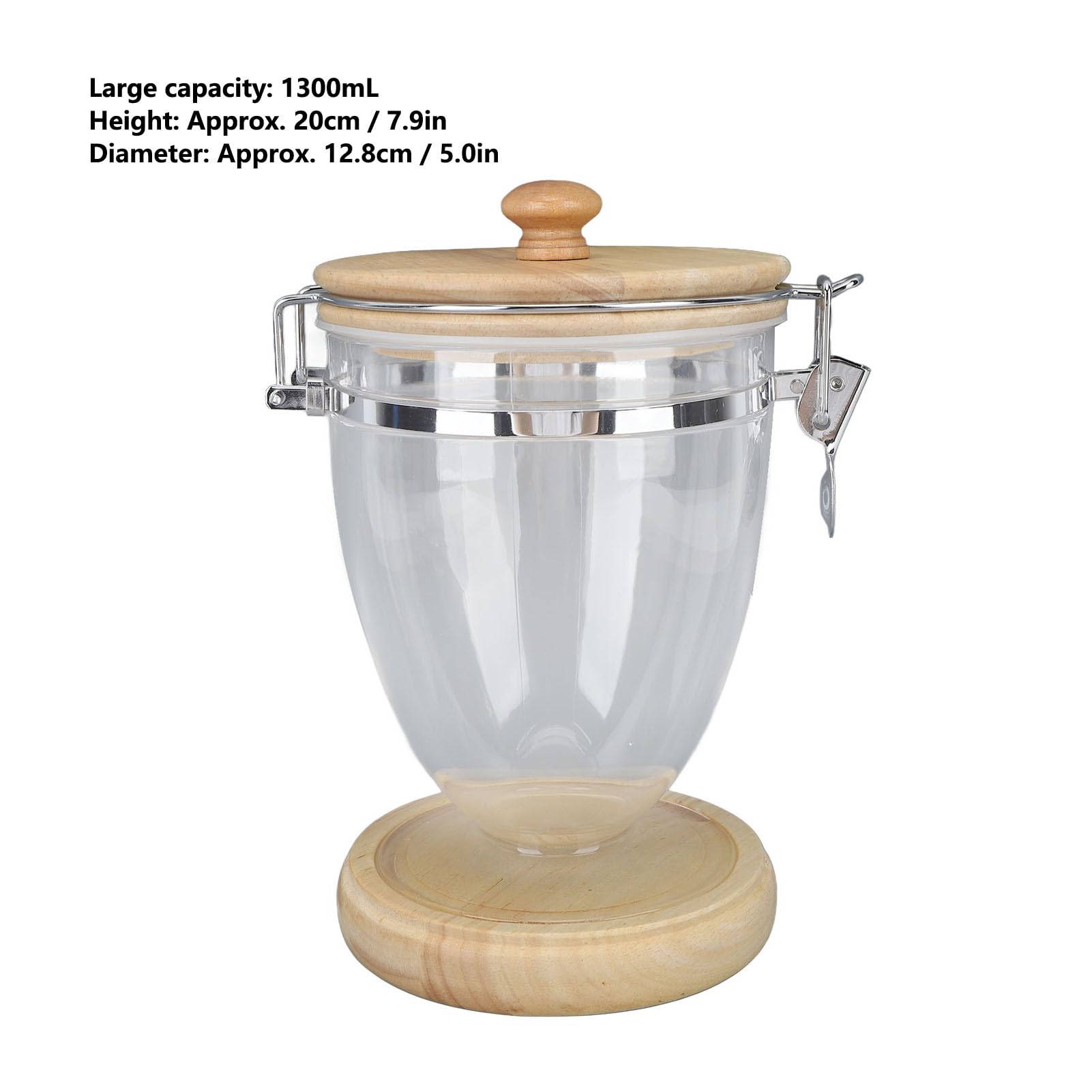 Recipiente para Granos de café, Tarro Transparente para Almacenamiento de Alimentos con Tapa Hermética, para Almacenar té, café, Azúcar y Nueces de Hojas Sueltas (L)