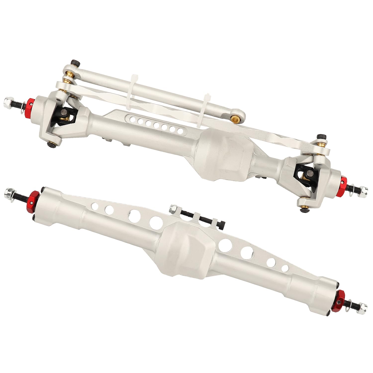 RZXYLRC CNC Aluminum Alloy Front & Rear Axle for Axial SCX10 PRO 1/10 RC Crawler Metal Upgrade Part (Silver)