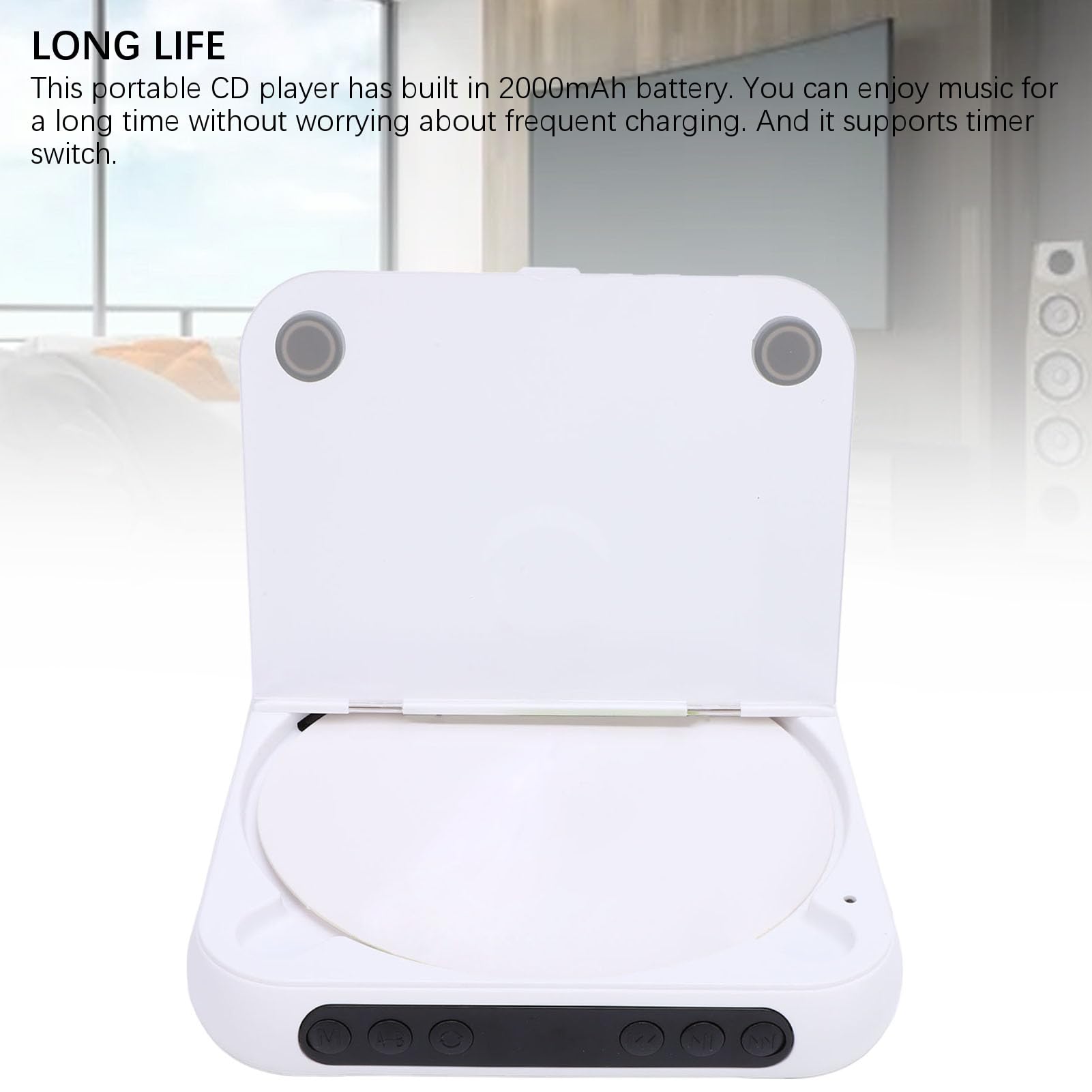 Lettore CD Bluetooth Lettore Musicale Portatile con Cuffie Cablate per Viaggi ABS Ricaricabile da 2000 MAh (#1)