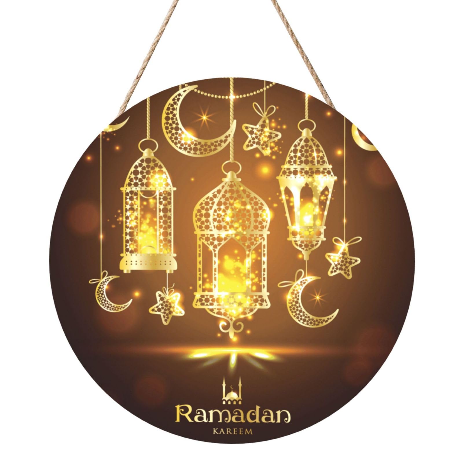 Ramadan Kareem Door Signs Plaques Wood Welcome Sign For Front Door Wall Hanging For Home Farmhouse Office Classroom Party Decoration