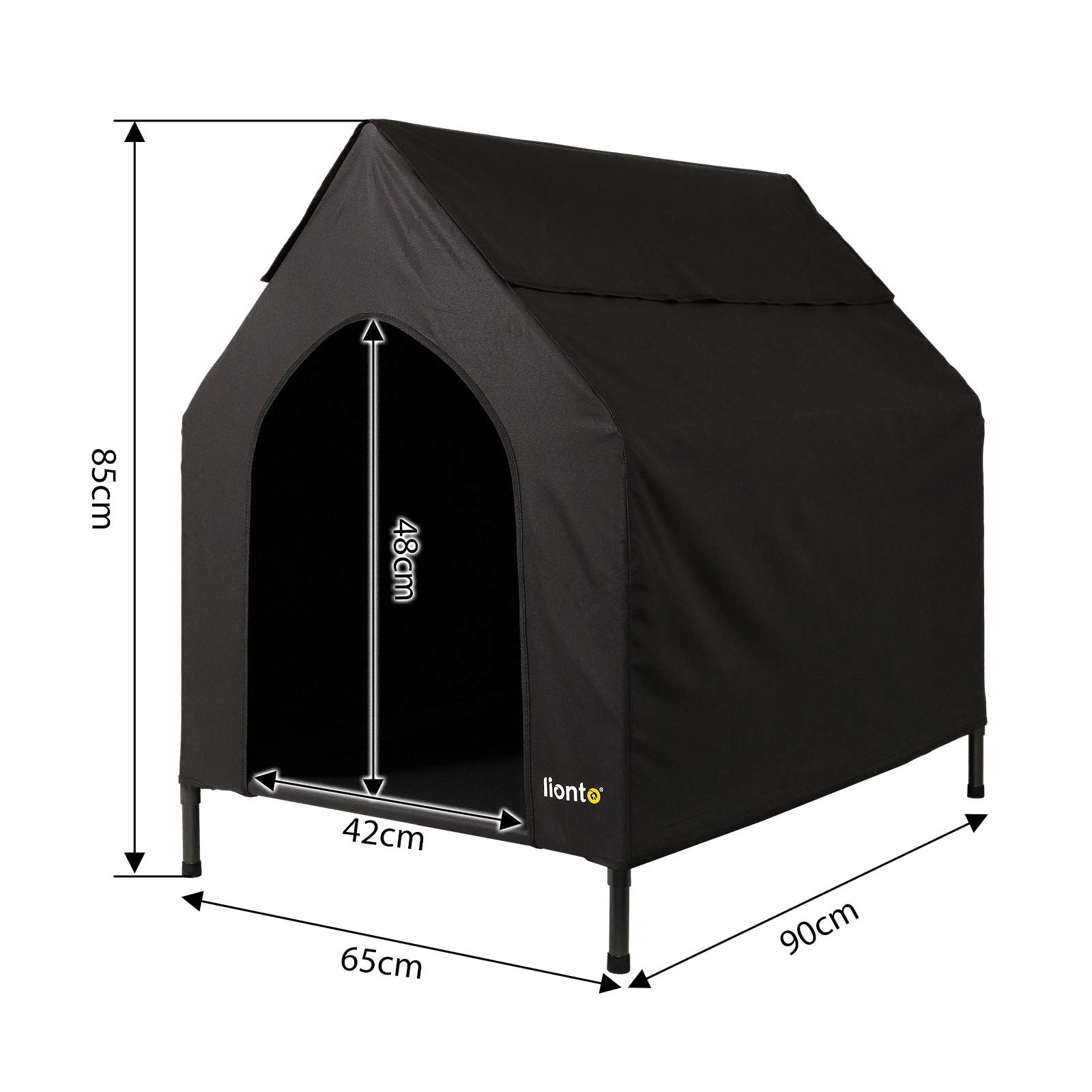 lionto Brandina coperta cani Cuccia rialzata Lettino cani tetto nero (S) 90x65x85 cm