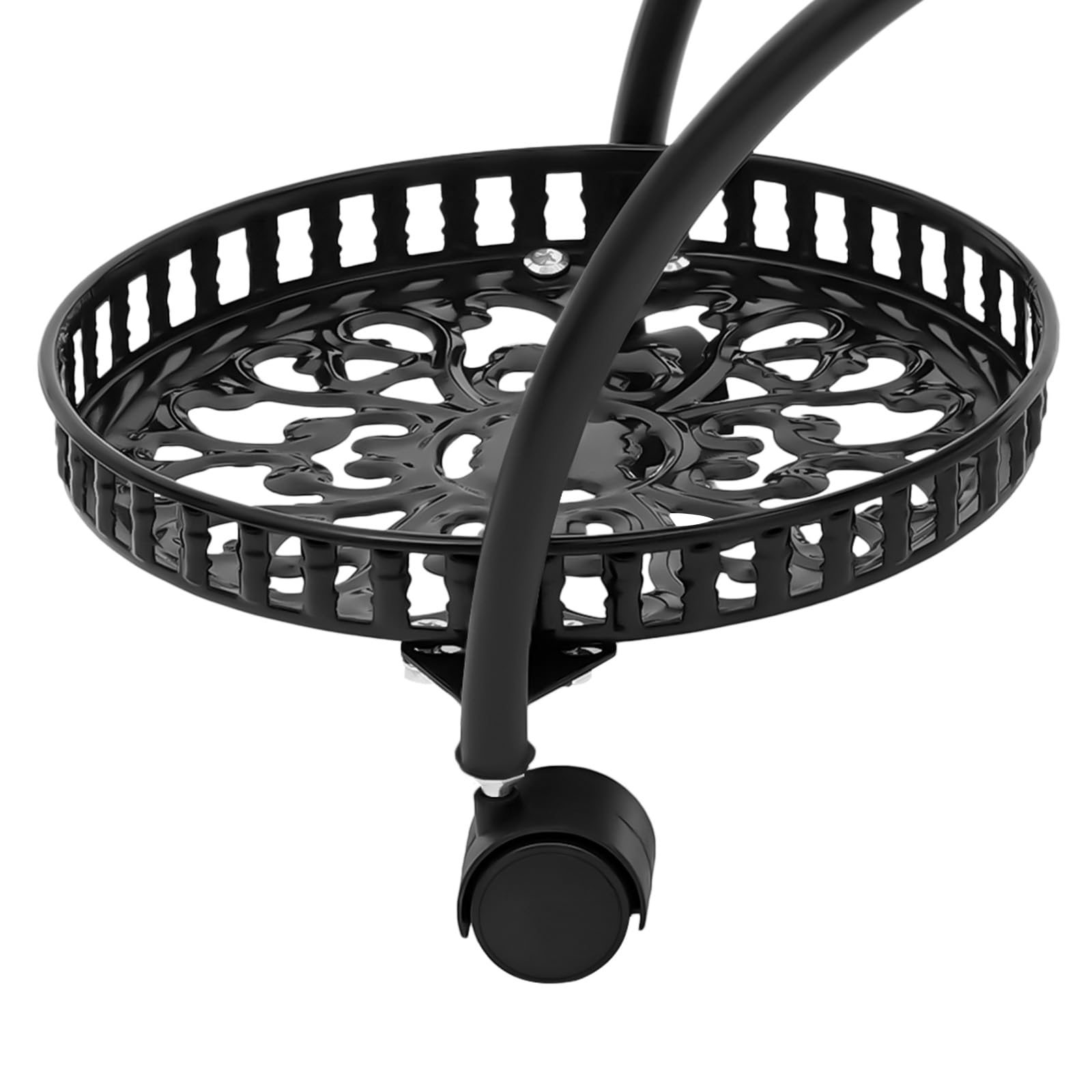 Pflanzenständer Metall mit 6 Ablageflächen, 76cm Hohe Blumenständer mit 4 Lenkrollen, Blumenregal Pflanzenregal Metall für Innen- und Außen, 72.5x31x76 cm (Schwarz)