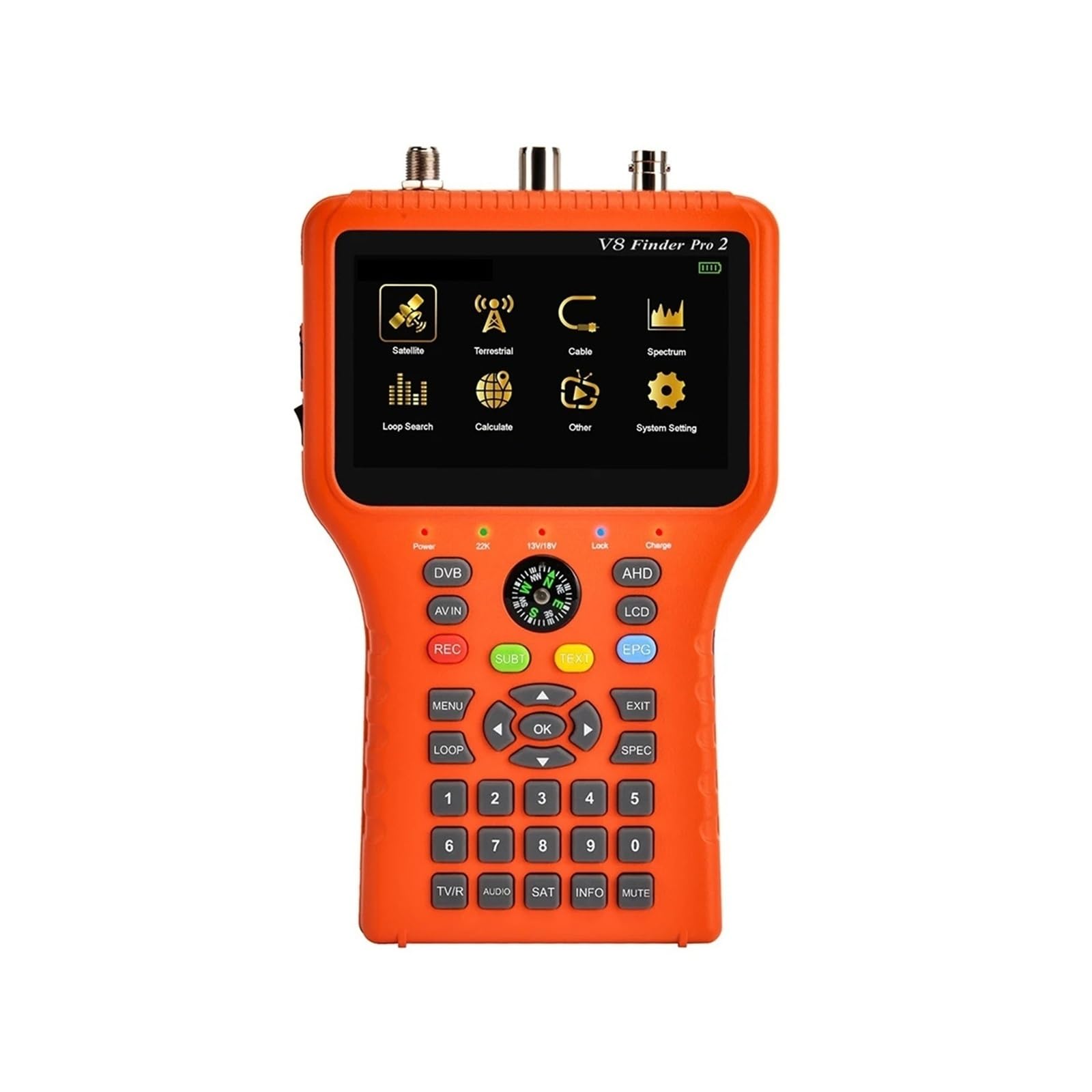 Przenośny miernik sygnału satelitarnego V8 Finder Pro2 DVB-S2/T2/C Combo HD Cyfrowy wizjer satelitarny HEVC MPEG-4 Wyczyść wyświetlacz